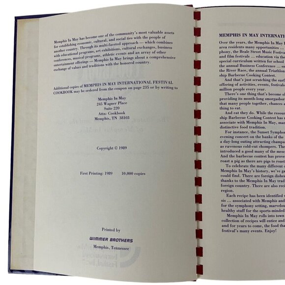 Memphis in May International Festival Cookbook Hardcover Spiral 1989 Tennessee - Picture 5 of 14